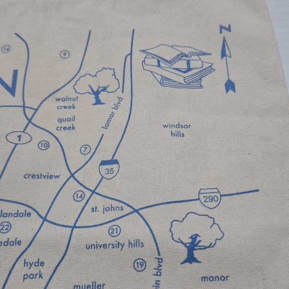 Austin Texas Map Reusable Tote Bag, Libraries Of Austin - Picture 6 of 10